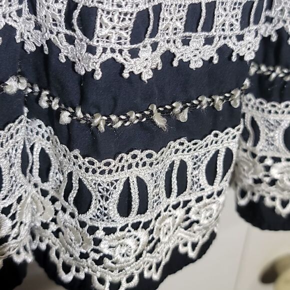 NY & Co. A-Line Embroidered Smock Black Boho Skirt - Picture 3 of 8
